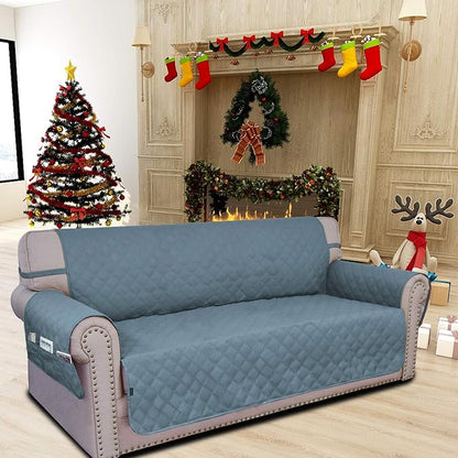 Easy-Going Sofa Slipcover Waterproof Couch Cover for 3 Cushion Couch Sofa Cover Furniture Protector Cover Pets Covers Washable Non-Slip Fabric Pets Kids Children Dog Cat (Sofa, Light Blue)