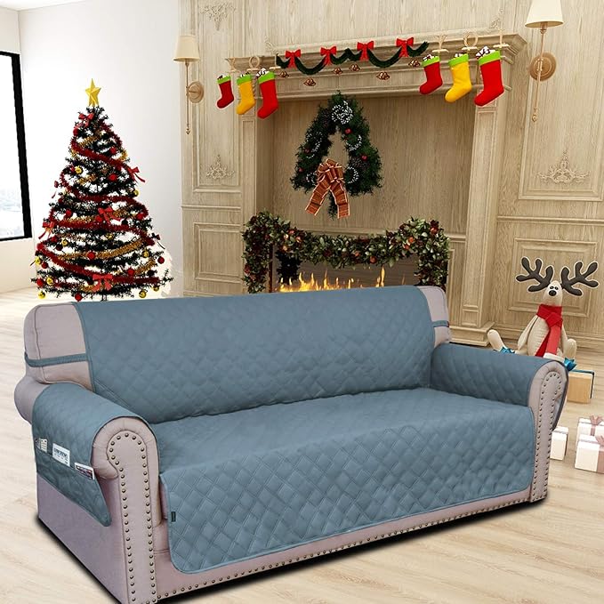 Easy-Going Sofa Slipcover Oversized Sofa Cover Waterproof Couch Cover Furniture Protector Cover Pets Covers Washable Non-Slip Fabric Pets Kids Children Dog Cat (Oversized Sofa, Light Blue)