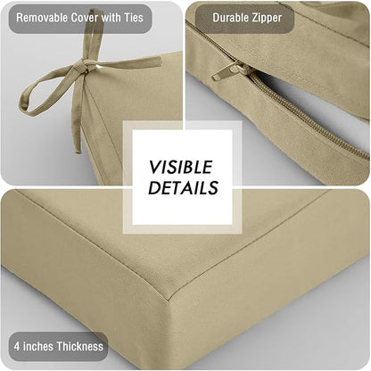 idee-home Outdoor Cushions for Patio Furniture, Outdoor Seat Cushion, Waterproof Couch Hampton Bay Deep Seat Replacement Chair Cushions for Garden Lawn Backyard Deck, 26.5 x 26.5