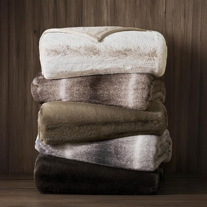 EVERGRACEHOME Ultra Soft Luxury Fluffy Mink Faux Fur Throw Blanket, Thick Warm Fall Winter Blankets for Bed, Couch, Cozy Plush Reversible Blanket for Chair, Sofa (Dark Brown, 60"x80")