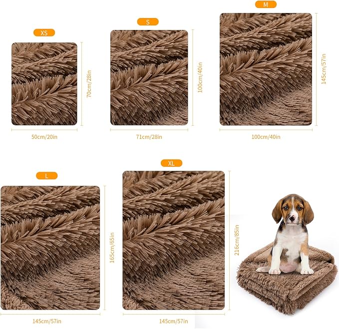 Waterproof Dog Couch Throw Blanket Brown Long Faux Fur Pet Blankets for Small Dogs Cats Fluffy Puppy Sofa Cover Love Bed Doggie Cover Washable Mat(Brown,XS-28x20in)