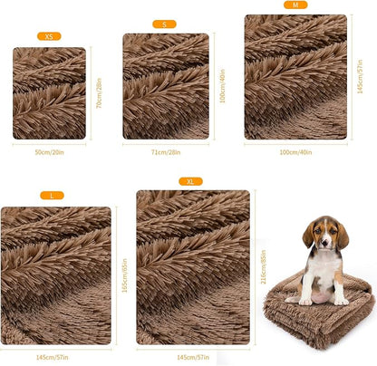 Waterproof Dog Couch Throw Blanket Brown Long Faux Fur Pet Blankets for Small Dogs Cats Fluffy Puppy Sofa Cover Love Bed Doggie Cover Washable Mat(Brown,XS-28x20in)