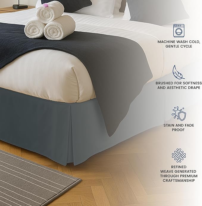 Utopia Bedding Queen Bed Skirt - Soft Quadruple Pleated Ruffle - Easy Fit with 16 Inch Tailored Drop - Hotel Quality, Shrinkage and Fade Resistant (Queen, Grey)