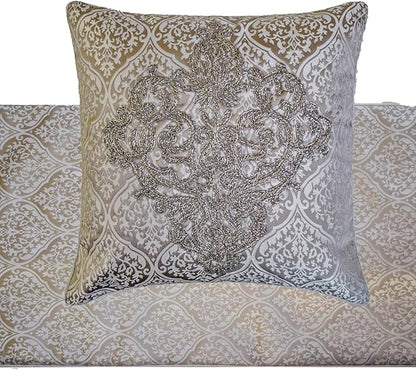 The HomeCentric Gray Bed Runner for King/Queen/Twin Jacquard Decorative Bed Scarf 53"x18" Bed Runner Without Pillow Cover, Damask Bed Scarf Bedroom Décor Accent - Silver Empress