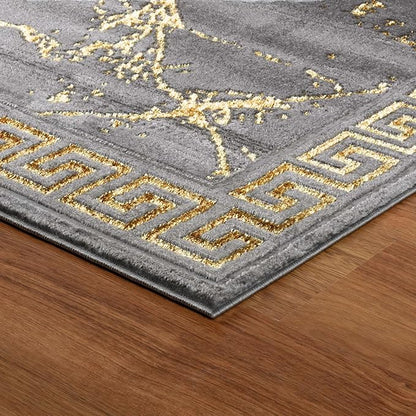 GLORY RUGS Area Rugs Marble 5X7 Grey Gold Carpet Modern Abstract Rug Living Room Dining Bedroom Rug