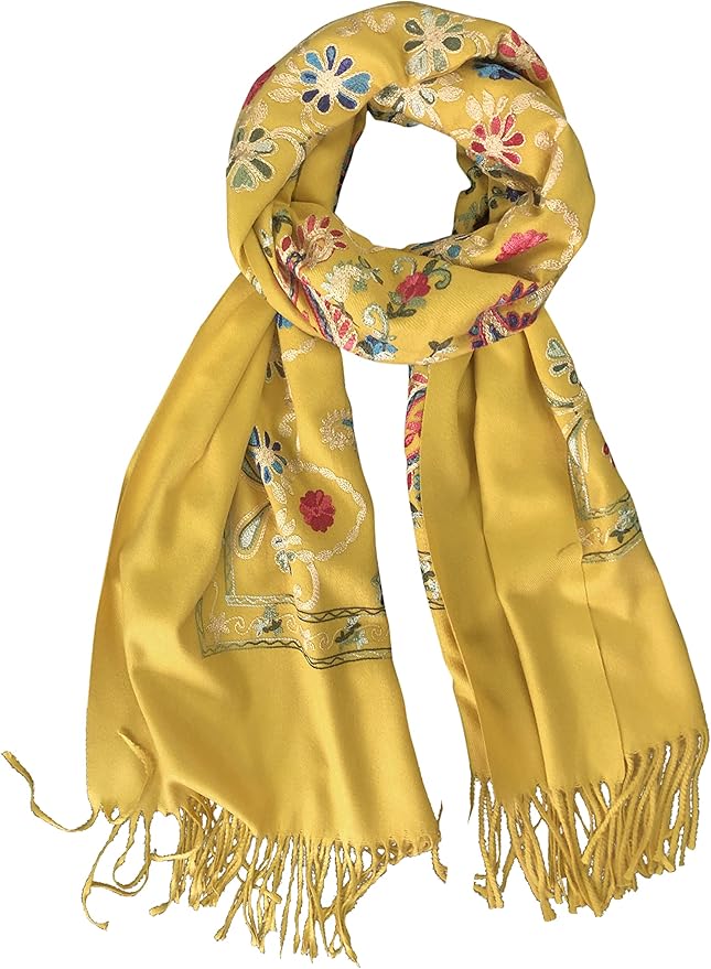 Urban CoCo Women's Embroidered Tassel Long Shawl Oversize Scarf Wraps for Women