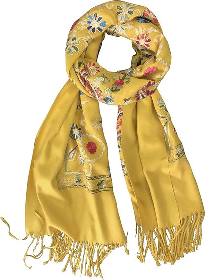Urban CoCo Women's Embroidered Tassel Long Shawl Oversize Scarf Wraps for Women