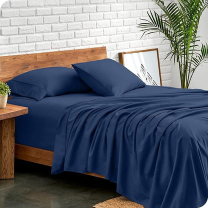 Bare Home Twin XL Sheet Set - College Dorm Size - Luxury 1800 Ultra-Soft Microfiber Twin Extra Long Bed Sheets - Deep Pockets - Easy Fit - Extra Soft - 3 Piece Set - Bed Sheets (Twin XL, Dark Blue)