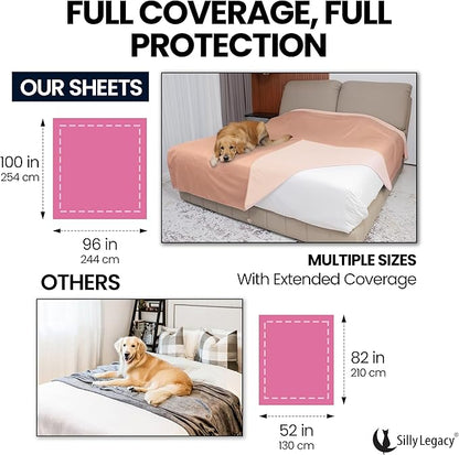 SILLY LEGACY Thin Reversible Waterproof Protective Cover or Liner for Bed or Couch (King Size, 100 x 96 inch), for Dogs and Cats, Babies; Incontinence, Dirt, Drool