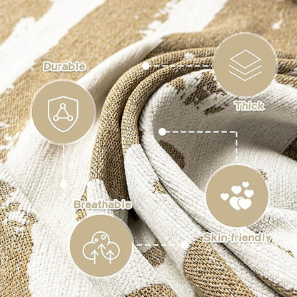 MEETSKY Boho Couch Covers for 2 Cushion Couch Sofa, Sofa Covers Washable Couch Cover for Sectional Sofa, Chenille Couch Protector for Kids, Dogs, Khaki