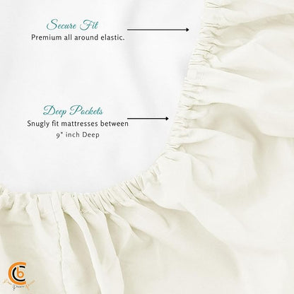 Camping Cot Sheets 31" x 75" - 3 Piece Cot Sheet Set for Bunk Bed - fits Upto 9" Deep Mattress, Perfect for Narrow Twin, Camping Cot, RV Bunk, Guest Beds, Trifold Mattress - Ivory