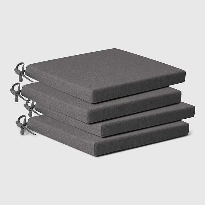 WestinTrends Solace Outdoor Patio Kitchen Dining Chair Square Seat Cushions Set of 4, 19 x 18, Grey
