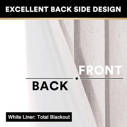PrinceDeco 100% Blackout Curtains Black Out Curtains for Sliding Glass Doors Extra Wide Blackout Curtains Folding Door Curtain Sliding Glass Door Curtain, W100 X L96 Inch，Ivory