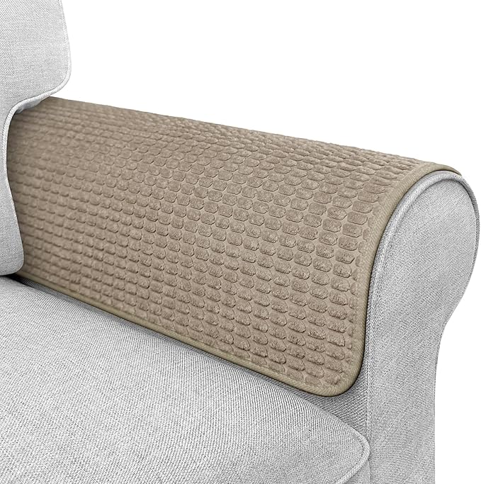 Couch Arm Covers, Sofa Arm Covers, Waterproof Armrest Cover for Sofa, Armchair, Loveseat, Headrest Cover, Non-Slip Recliner Arm Cover, Arm Chair Covers Set of 2 (Brown, 23"×19")