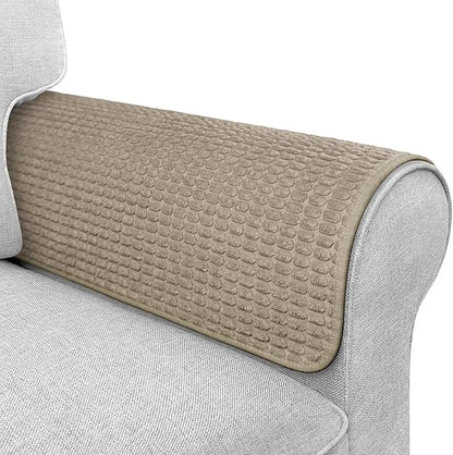 Couch Arm Covers, Sofa Arm Covers, Waterproof Armrest Cover for Sofa, Armchair, Loveseat, Headrest Cover, Non-Slip Recliner Arm Cover, Arm Chair Covers Set of 2 (Brown, 23"×19")