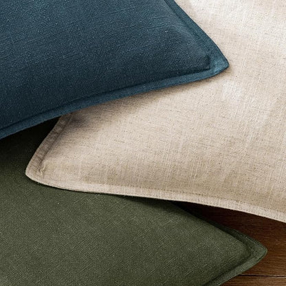 EMEMA Decorative Linen Throw Pillow Covers 24x24 Inch Dark Olive Green Boho Farmhouse Neutral Couch Throw Pillows for Bed Pack of 2 Accent Pillowcase Modern Sofa Cushion Livingroom Home
