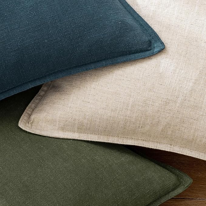 EMEMA Decorative Linen Throw Pillow Covers 22x22 Inch Navy Blue Boho Farmhouse Neutral Couch Throw Pillows for Bed Pack of 2 Accent Pillowcase Modern Sofa Cushion Livingroom Home
