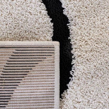 SAFAVIEH Florida Shag Collection Area Rug - 10' Square, Ivory & Black, Non-Shedding & Easy Cleaning, Plush Thick Pile, Ideal for Living Room, Bedroom, Dining Space (SG471-1290)