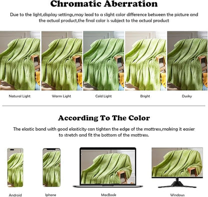 NEWCOSPLAY Super Soft Twin Blanket Green Premium Silky Flannel Fleece Leaves Pattern Lightweight Bed Blanket All Season Use (Green, Twin(60"x80"))