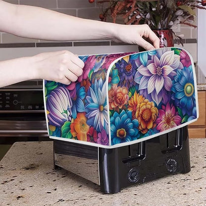 Bright Blossoms Kitchen Blender Cover Toaster Cover Boho Mandala Floral 4 Slice Washable Kitchen Accessories Small Appliance Protector Covers