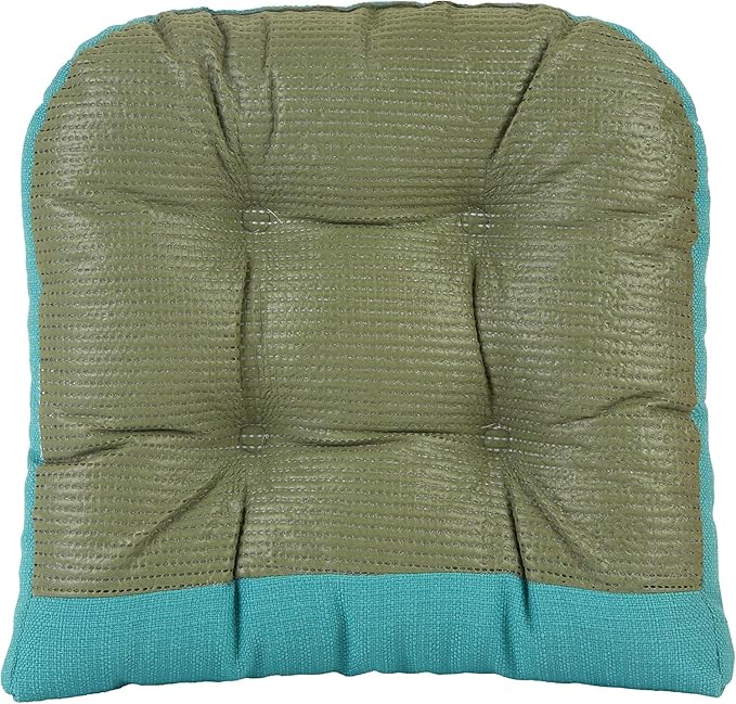 Klear Vu Gripper Overstuffed Universal Non-Slip Dining Chair Cushions for Kitchen Decor or Office Use, U-Shaped Skid-Proof Seat Pad, 17x17 Inches, 2 Count (Pack of 1), Solid Teal