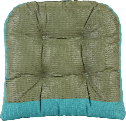 Klear Vu Gripper Overstuffed Universal Non-Slip Dining Chair Cushions for Kitchen Decor or Office Use, U-Shaped Skid-Proof Seat Pad, 17x17 Inches, 2 Count (Pack of 1), Solid Teal