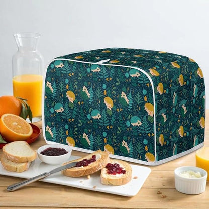 Flowers Hedgehog Printed 2 Slice Kitchen Machine Covers, Dustproof Toaster Cover Fits Most Standard Toaster, Small Kitchen Appliance, Bread Maker Protector