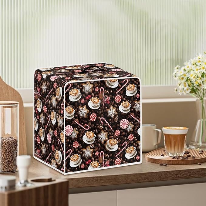 Coffee Maker Cover Christmas Coffee Machine Dust Cover Washable Folding Xmas Kitchen Decoration