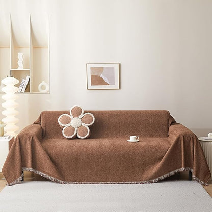 MMEETSKY Small Couch Cover Sofa Covers Washable, Chenille Soft Throws Cover for Loveseat, Sofa Slipcover Multi-Use Furniture Protector for Dogs Pets, 71" x 102", Camel