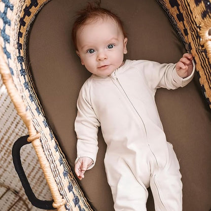 GRSSDER Stretchy Ultra Soft Fitted Bassinet Sheet 3 Pack, Universal Fit for Bassinets Baby Cradle Moses Basket Oval Rectangle Mattress Safe and Snug, Jersey Bassinet Sheets for Baby, Brown