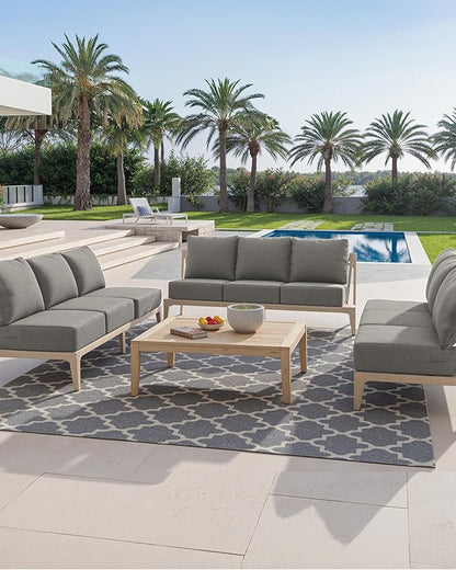 Luxury 24x24x6 Inch Outdoor Cushions for 5 Peice Patio Furniture Set - Set of 5 Water-Resistant Pillow for Dining Rocking Swivel Chairs Loveseat Couch Sectional Sofa - Grey