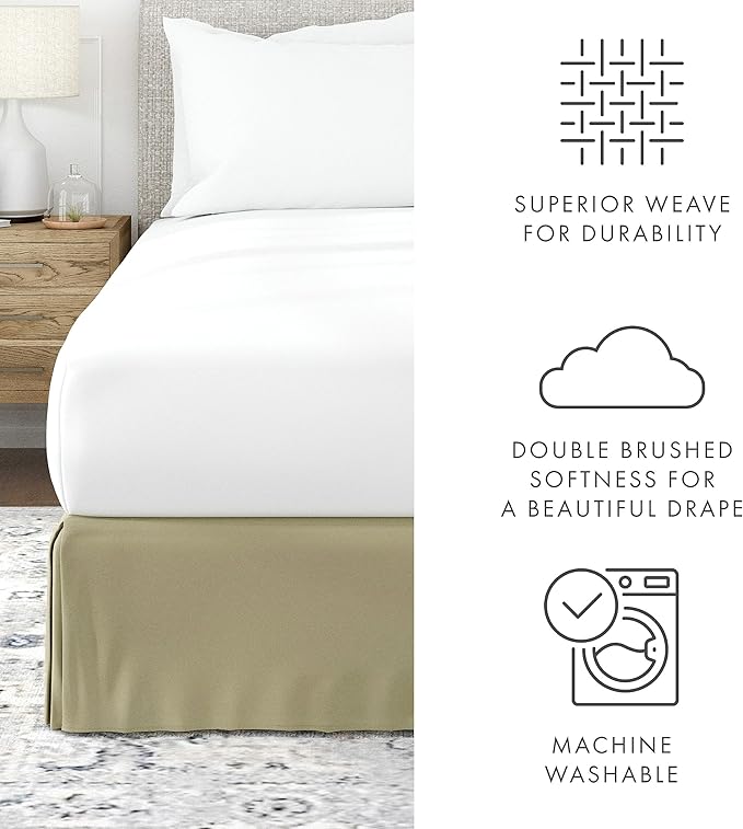 Linen Market Bed Skirt - Ultra Soft Microfiber - Easy Fit with 14 Inch Tailored Drop - Hotel Quality, Shrinkage & Fade Resistant - Bed Cover - Queen Bed Set - Bedroom Décor - (Queen, Sage)