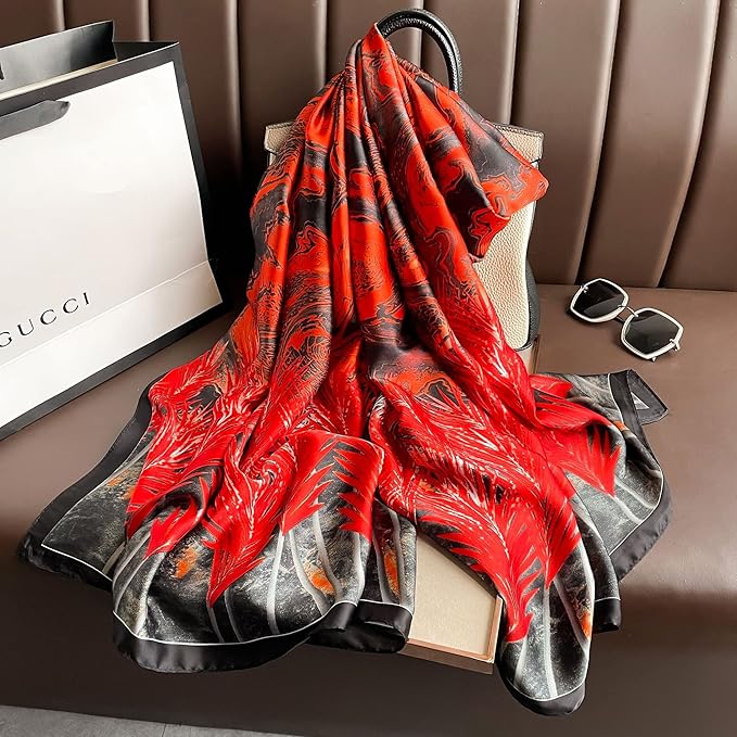 Fashion Scarves Scarf 100% Silk Feeling Scarf Silk Like Scarves Long Lightweight Sunscreen Shawls for Women