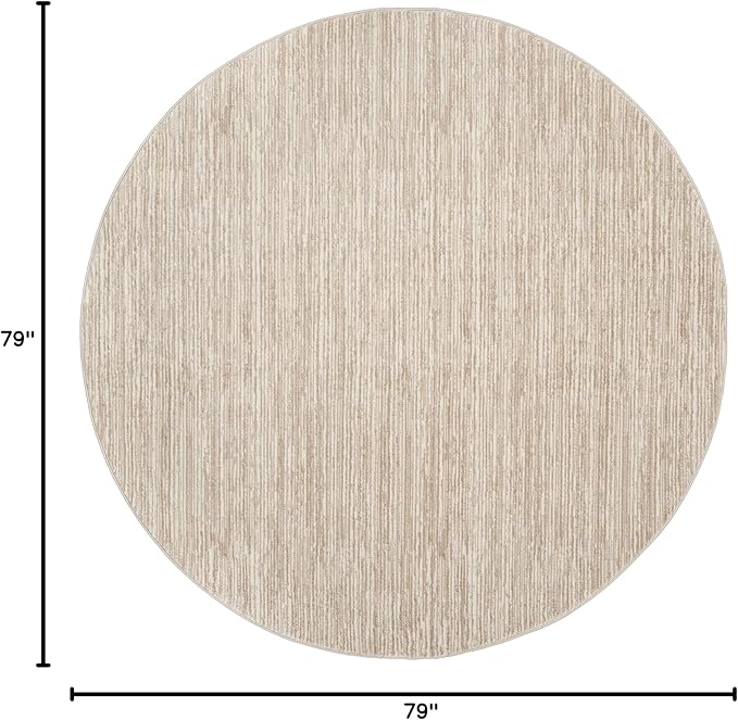 SAFAVIEH Vision Collection Area Rug - 6'7" Round, Cream, Modern Ombre Design, Non-Shedding & Easy to Clean, Ideal for Living Room, Bedroom, Dining Space (VSN606F)