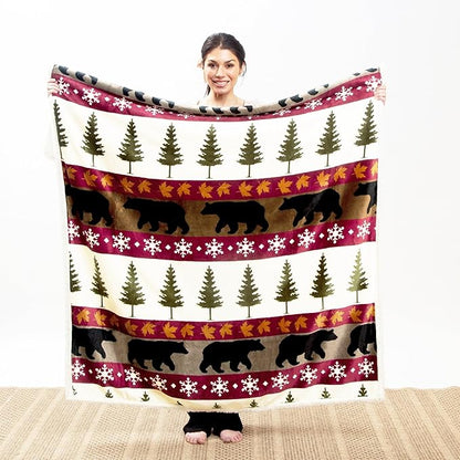 CARSTENS, INC. Ultra Premium Super Soft Plush Sherpa Fleece Oversized Throw Blanket 54" x 68", Tall Pine