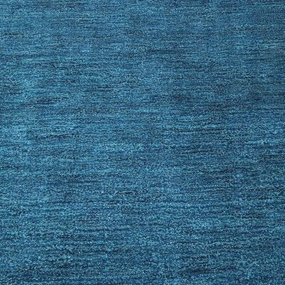 Hand Knotted Loom Wool ECO-Friendly Area Rugs - 2'6"x8', Runner, Blue Color, Solid Plain Design, High Pile Thick Handmade Anti Skid Area Rugs for Living Room, Bed Room (L00111)