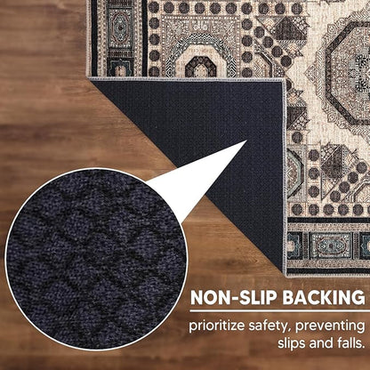 Keen Home Design 2x10 Rug - Machine Washable Runner Rug with Non-Slip Backing, Ideal for Hallway, Entryway, Kitchen, Laundry Room - Vintage, Easy Clean, Durable, Low Pile - (2'6" x 10')