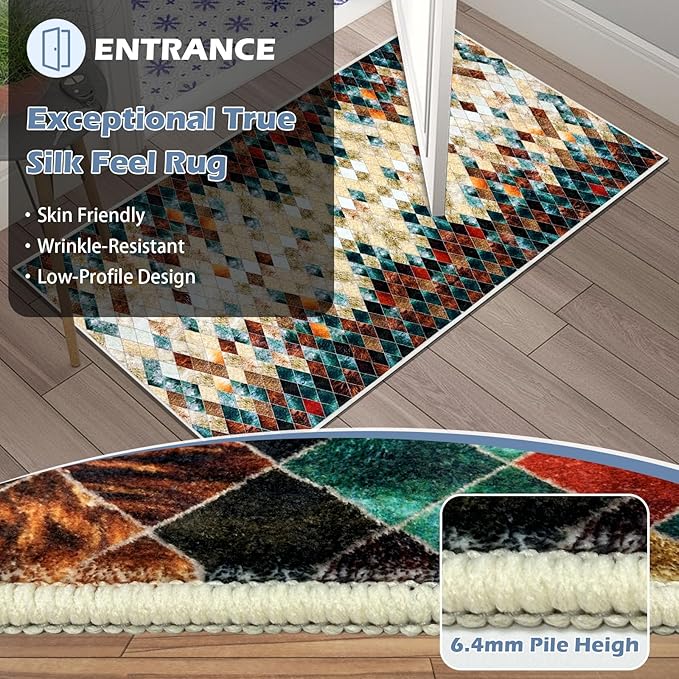 Runner Rug Washable 4x20 FT, Non Slip Rubber Backing Abstract Carpet, Soft Area Rugs for Bedroom Kitchen Hallway Entryway Bathroom, Customized