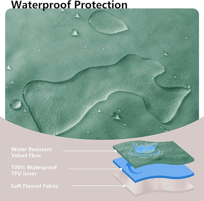 Waterproof Blanket for Couch, Leak Proof Dog Bed Blankets Reversible, Pet Throw Sofa Furniture Protector Machine Washable-52 x82,Green+Cream