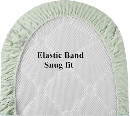 Dot Bassinet Sheet Set 2 Pack Stretch Fitted Cradle Sheets,Ultra Soft,Universal Fit Oval Rectangle Hourglass Pad/Mattress, for Baby Girls and Boys Light Green Dinosaur