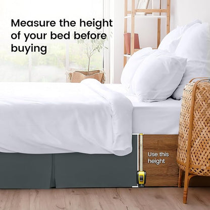Utopia Bedding Twin Bed Skirt - Soft Quadruple Pleated Ruffle - Easy Fit with 15 Inch Tailored Drop - Hotel Quality, Shrinkage and Fade Resistant (Twin, Grey)
