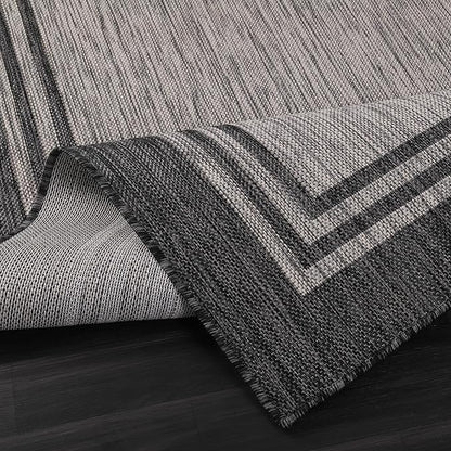 Bordered Outdoor Rug 6x9 Washable Outside Carpet for Indoor Patio Porch Waterproof Easy Cleaning Non Shedding Area Rugs Dark Gray 6 x 9