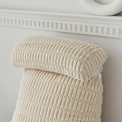 WERDIM Reading Pillow with Detachable Neck Roll, Large Back Pillow for Sitting Up in Bed Couch, Adult Bed Rest Pillow with Arms for Reading/Watching TV/Gaming, Beige