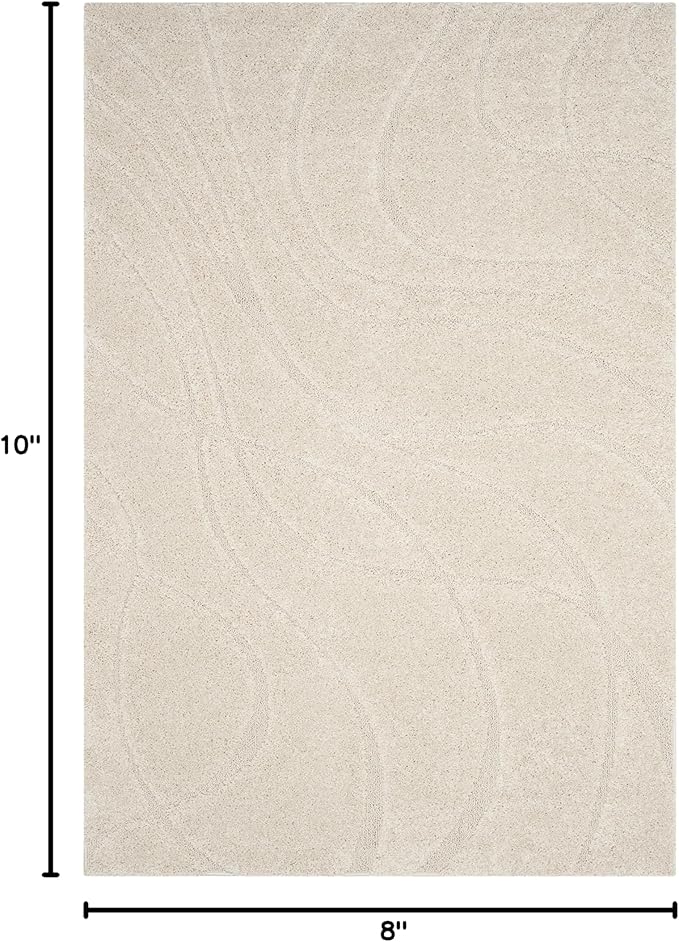 SAFAVIEH Area Rug 8x10 - Florida Shag Collection - Large - Creme & Creme, Non-Shedding & Easy Cleaning, Plush Thick Pile, Ideal for Living Room, Bedroom, Dining Space (SG471-1111)