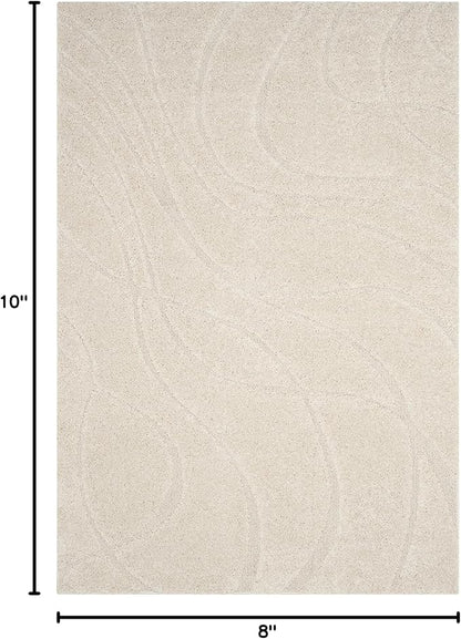 SAFAVIEH Area Rug 8x10 - Florida Shag Collection - Large - Creme & Creme, Non-Shedding & Easy Cleaning, Plush Thick Pile, Ideal for Living Room, Bedroom, Dining Space (SG471-1111)