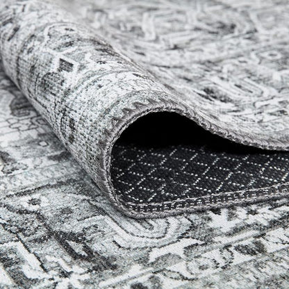 Bloom Rugs Washable Non-Slip 4' x 6' Rug - Gray/Charcoal Traditional Medallion Area Rug for Living Room, Bedroom, Dining Room, and Kitchen - Exact Size: 4' x 6'
