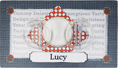 Drymate Personalized Pet Bowl Placemat, Custom Dog & Cat Food Feeding Mat - Absorbent Fabric, Waterproof Backing - Machine Washable/Durable (USA Made) (16" x 28") (Dinner Plate)