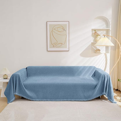 MEETSKY Oversized Chair Sofa Slipcover Washable Loveseat Couch Cover for Sofa, Furniture Protector Cover Use Thick Soft Fabric Soft Throws Cover for Dogs, Pets, 71" x 102", Blue