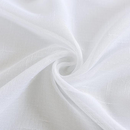 Sheer Curtains Faux Linen Semi Voile Light Filtering Drapes Pair for Bedroom Living Room, Set of 2 Grommet Top Window Curtain Panels (Each 54x108 Inch, White)