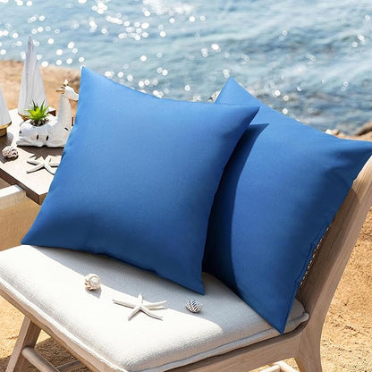 Phantoscope Pack of 4 Premium Dual Usage Outdoor Pillow Inserts, Waterproof Throw Pillows No Cover Needed, Colorful Decorative Couch Sham Cushion Stuffer Patio Couch Tent, Blue 18 x 18 Inches